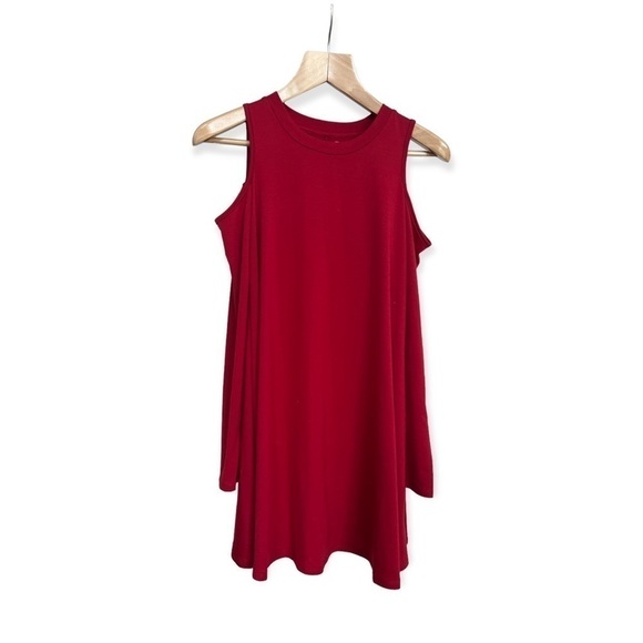 Women’s Red Cold Shoulder Long Sleeve Swing Dress by Fuerfits, Size Small - Picture 3 of 8